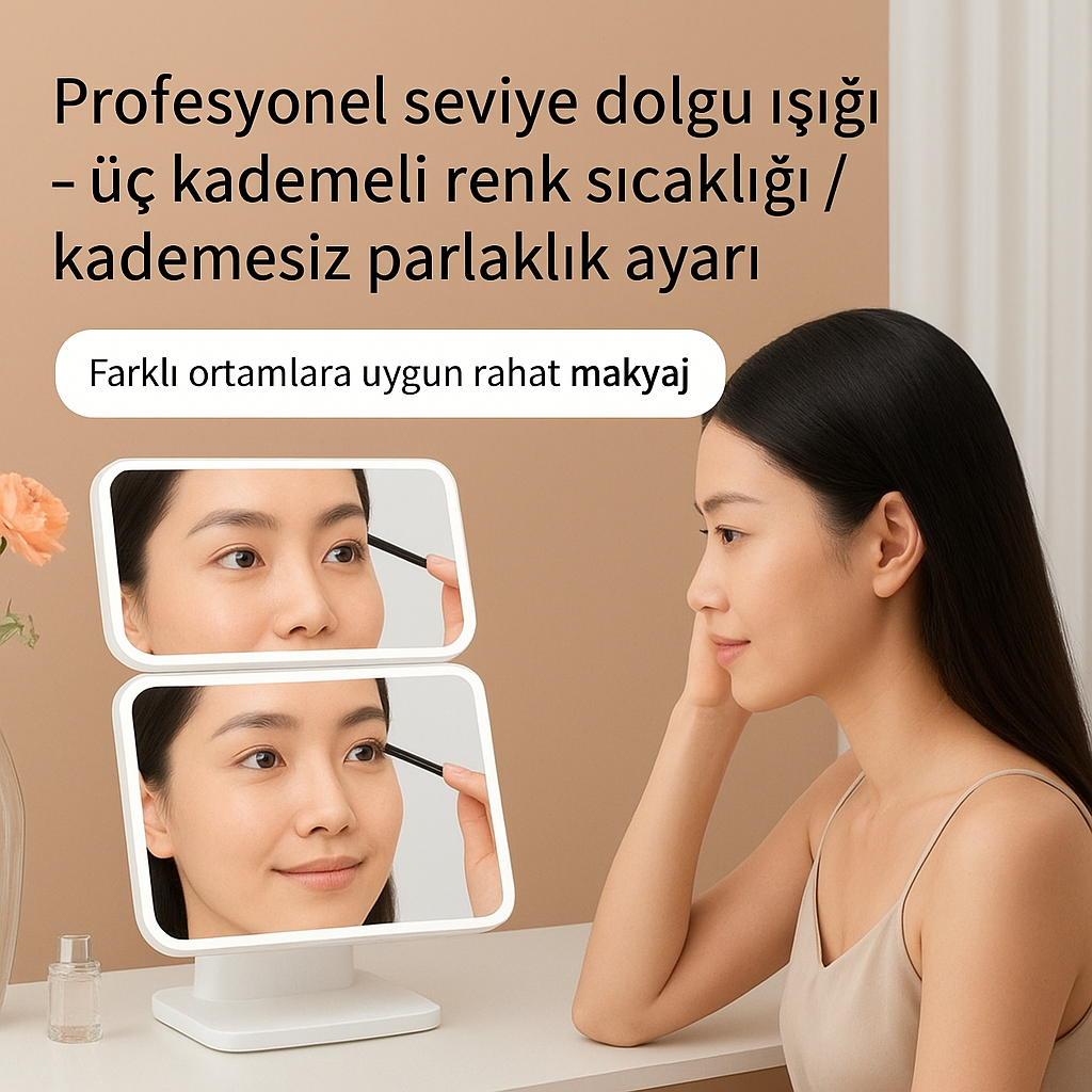 Monviex® Trend LED Makyaj Aynası (3 Kanatlı)